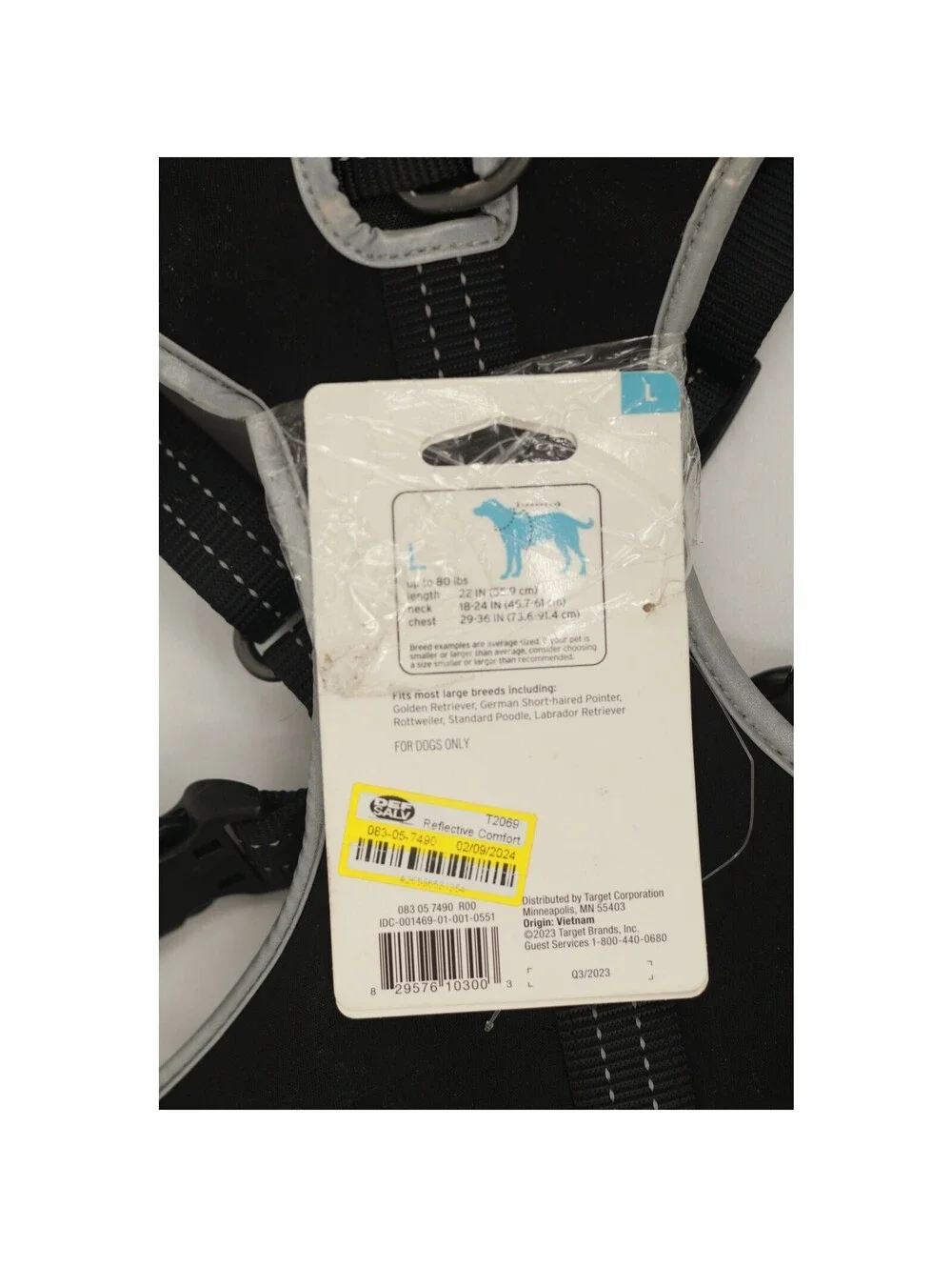 Boots & Barkley Reflective Comfort Dog Backpack Harness Attachment Size L Black